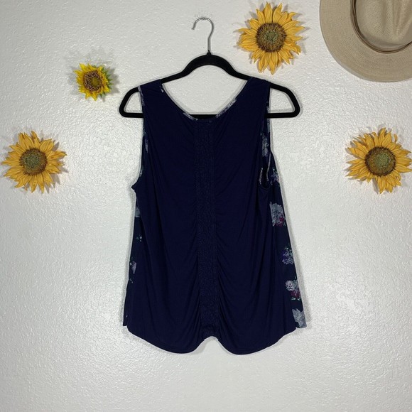 Market and Spruce Women Blue Floral Tank Top size Large - Picture 9 of 11